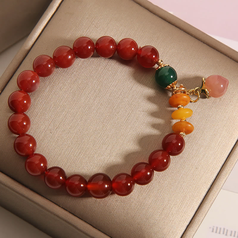8mm Red Agate Amber Peach Charm Self-Acceptance Bracelet