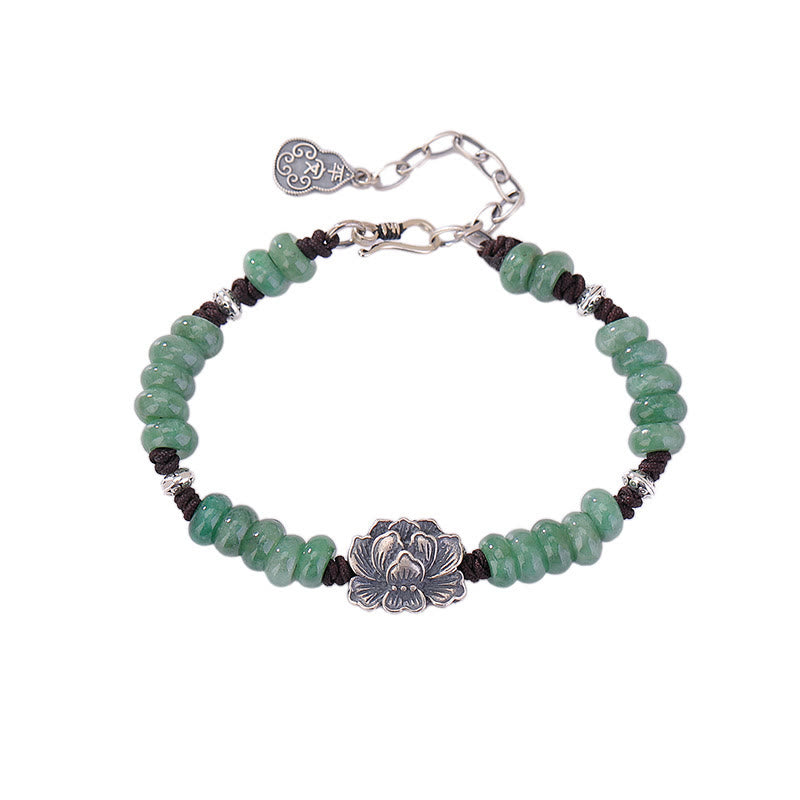 Natural Jade Lotus Luck Peace Bracelet