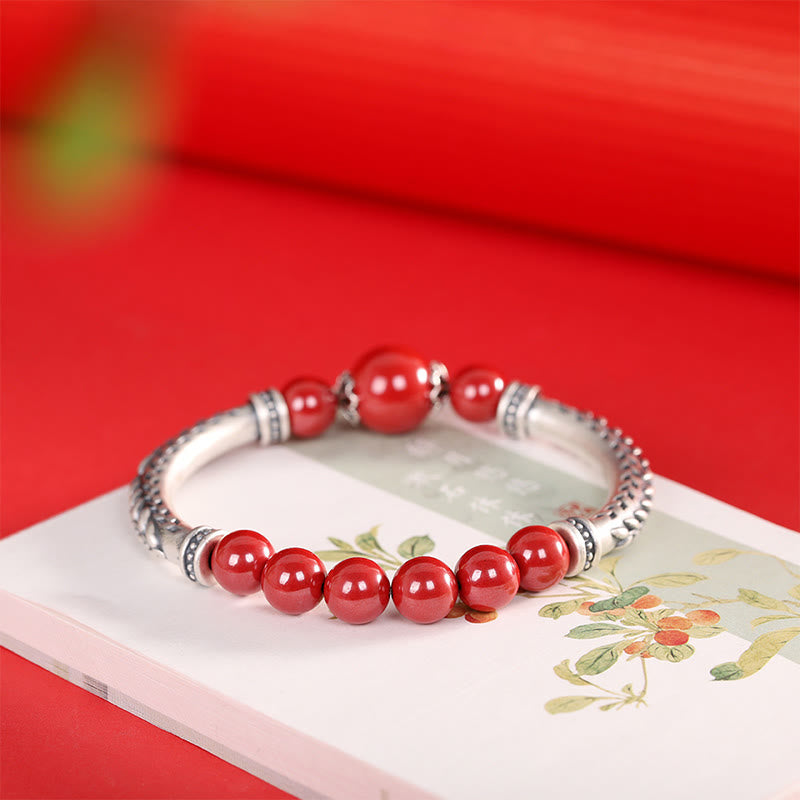 Cinnabar Wheat Ears 8mm Bracelet in Sterling Silver