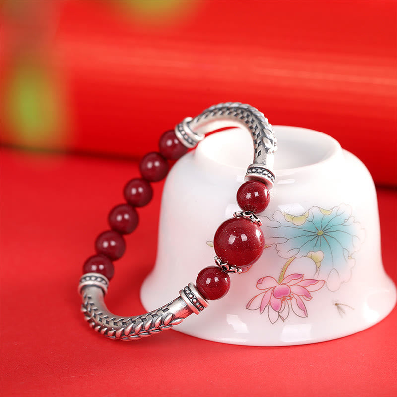 Cinnabar Wheat Ears 8mm Bracelet in Sterling Silver
