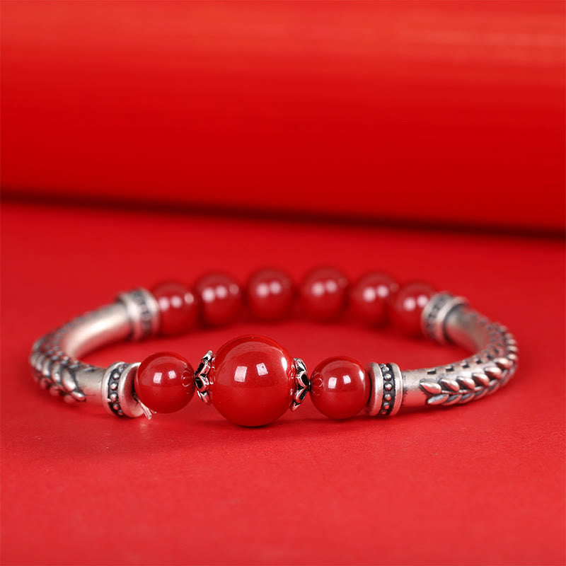 Cinnabar Wheat Ears 8mm Bracelet in Sterling Silver