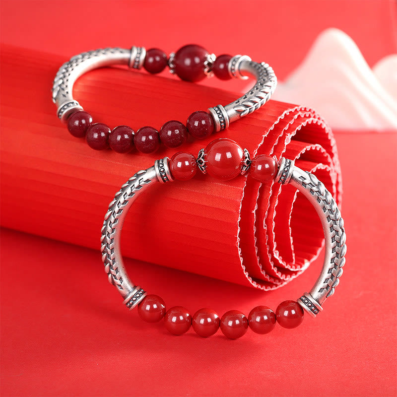 Cinnabar Wheat Ears 8mm Bracelet in Sterling Silver
