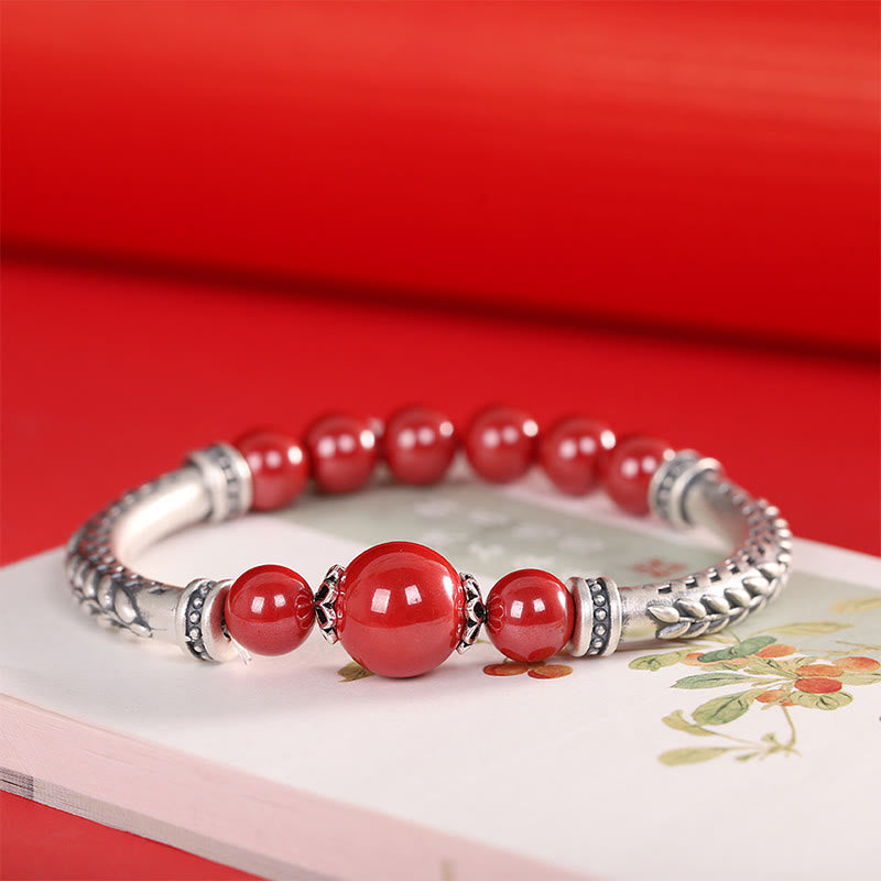 Cinnabar Wheat Ears 8mm Bracelet in Sterling Silver