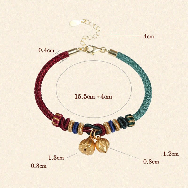 Sterling Silver Lotus Pod Red Green String Bracelet