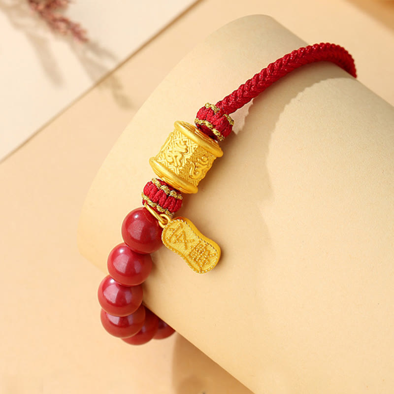 Cinnabar Om Mani Padme Hum Bracelet