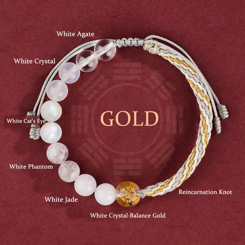 Five Elements Crystal Agate Wealth Bracelet with Reincarnation Knot