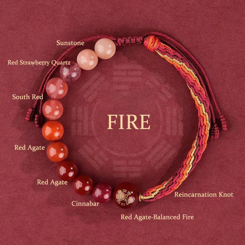 Five Elements Crystal Agate Wealth Bracelet with Reincarnation Knot