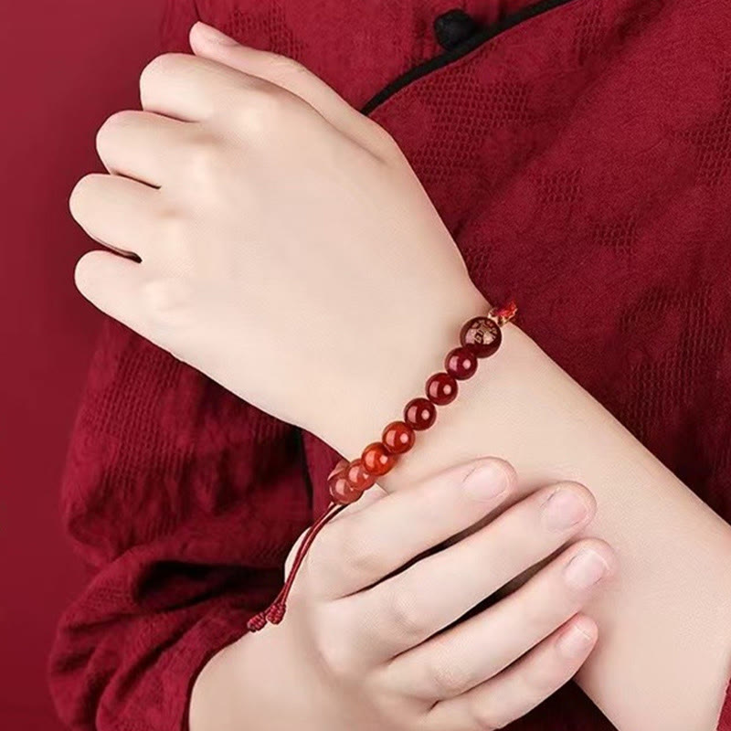 Five Elements Crystal Agate Wealth Bracelet with Reincarnation Knot