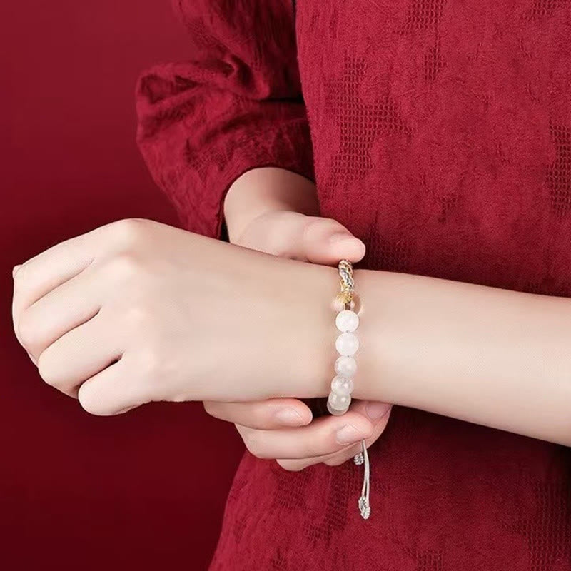 Five Elements Crystal Agate Wealth Bracelet with Reincarnation Knot