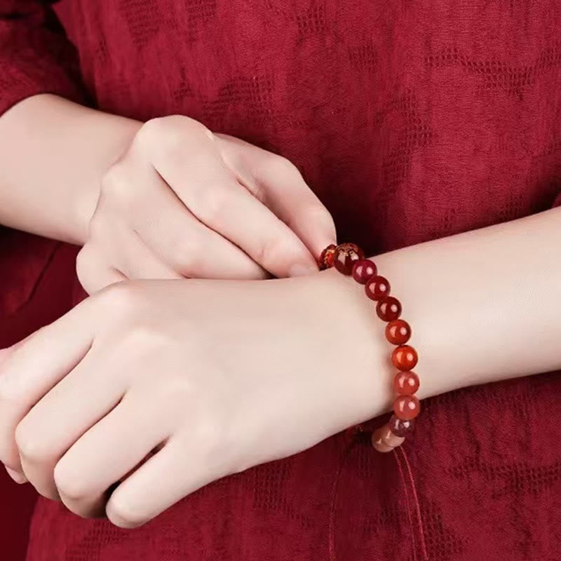 Five Elements Crystal Agate Wealth Bracelet with Reincarnation Knot