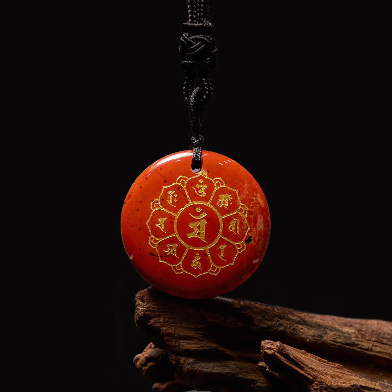 Om Mani Padme Hum Necklace | Black Obsidian Strength Pendant