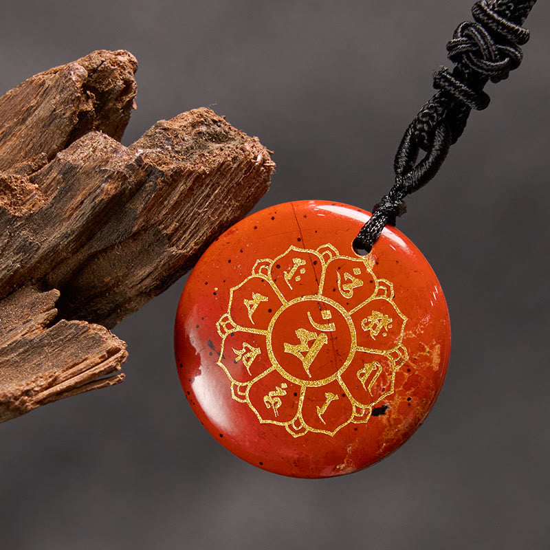 Om Mani Padme Hum Necklace | Black Obsidian Strength Pendant