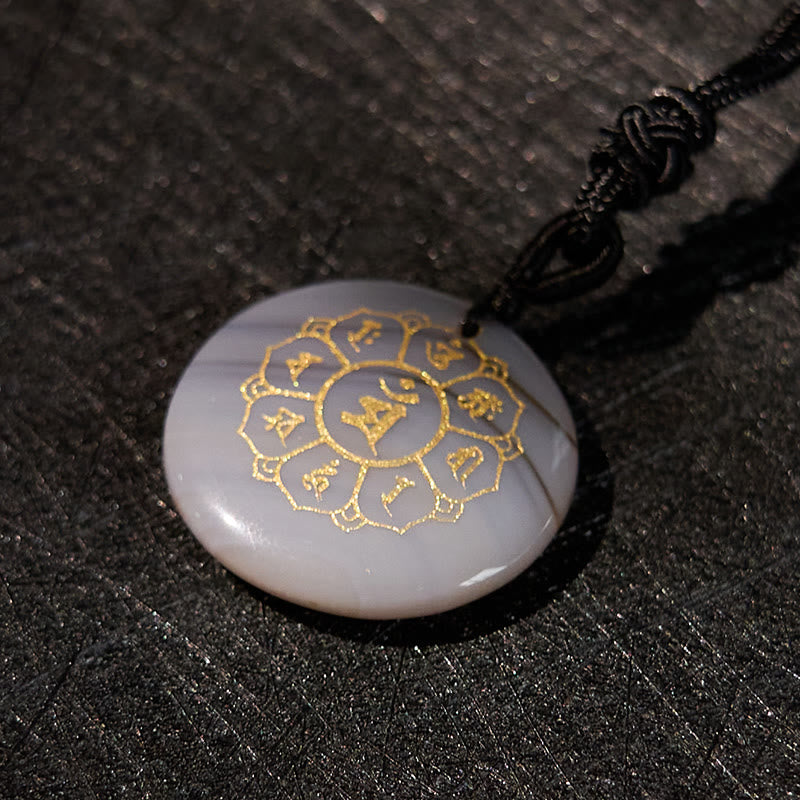 Om Mani Padme Hum Necklace | Black Obsidian Strength Pendant