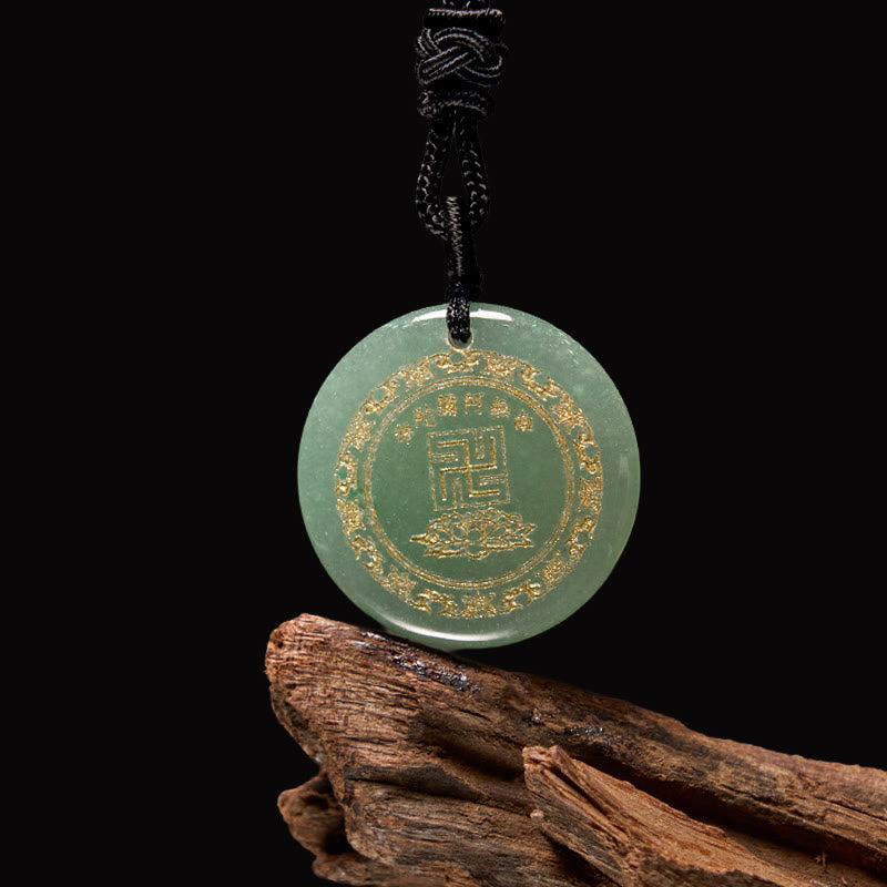 Swastika Lotus Pattern Black Obsidian Purification Necklace