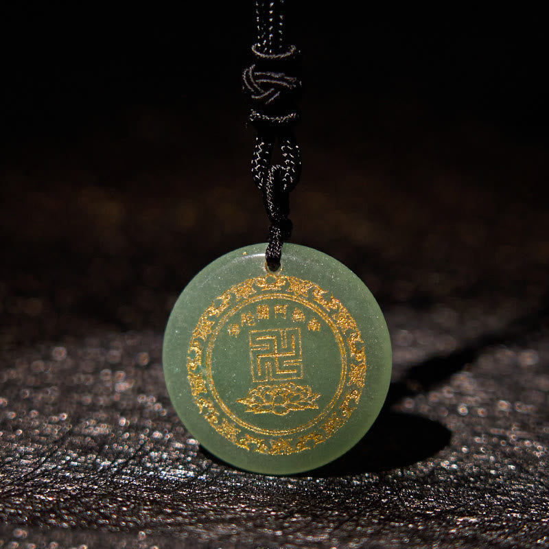 Swastika Lotus Pattern Black Obsidian Purification Necklace