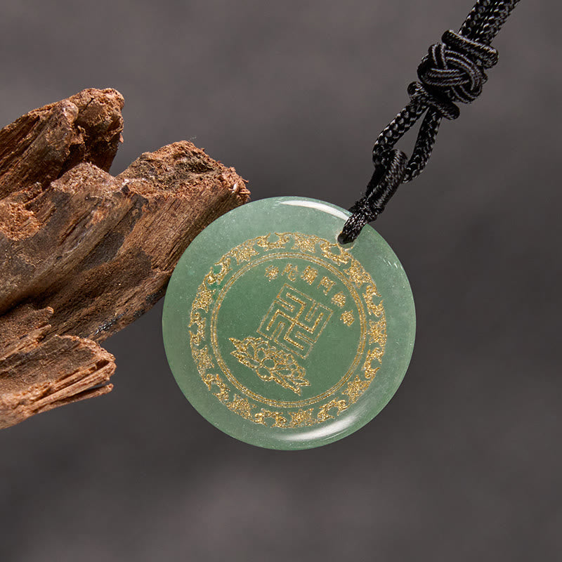 Swastika Lotus Pattern Black Obsidian Purification Necklace