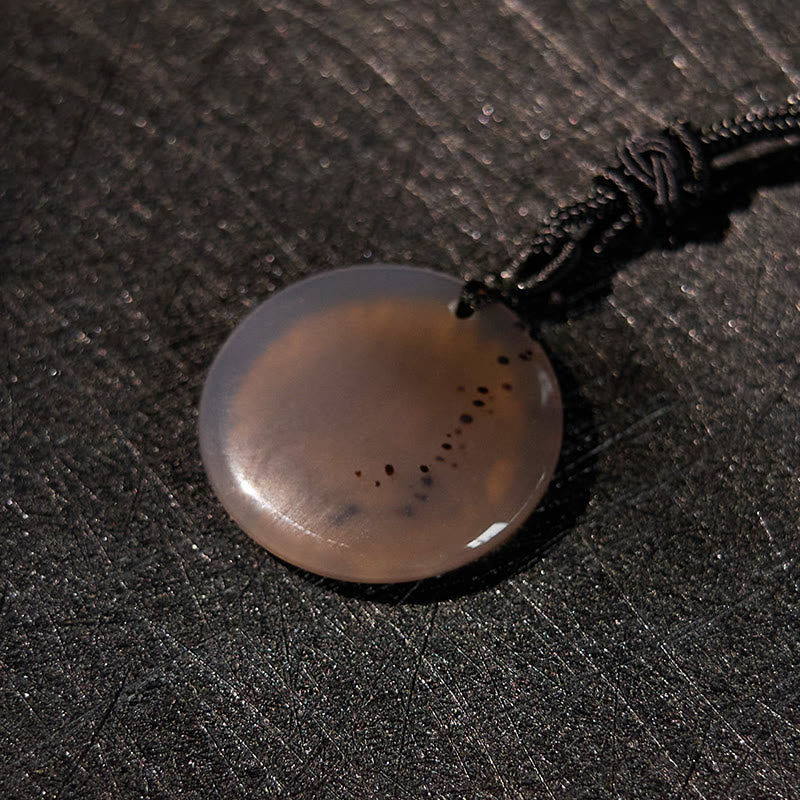 Swastika Lotus Pattern Black Obsidian Purification Necklace