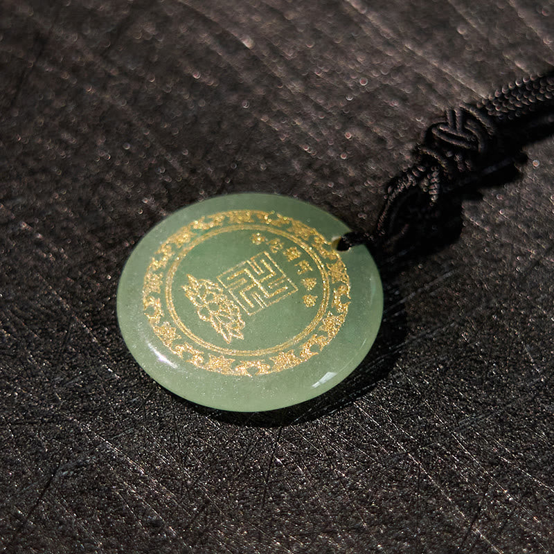 Swastika Lotus Pattern Black Obsidian Purification Necklace