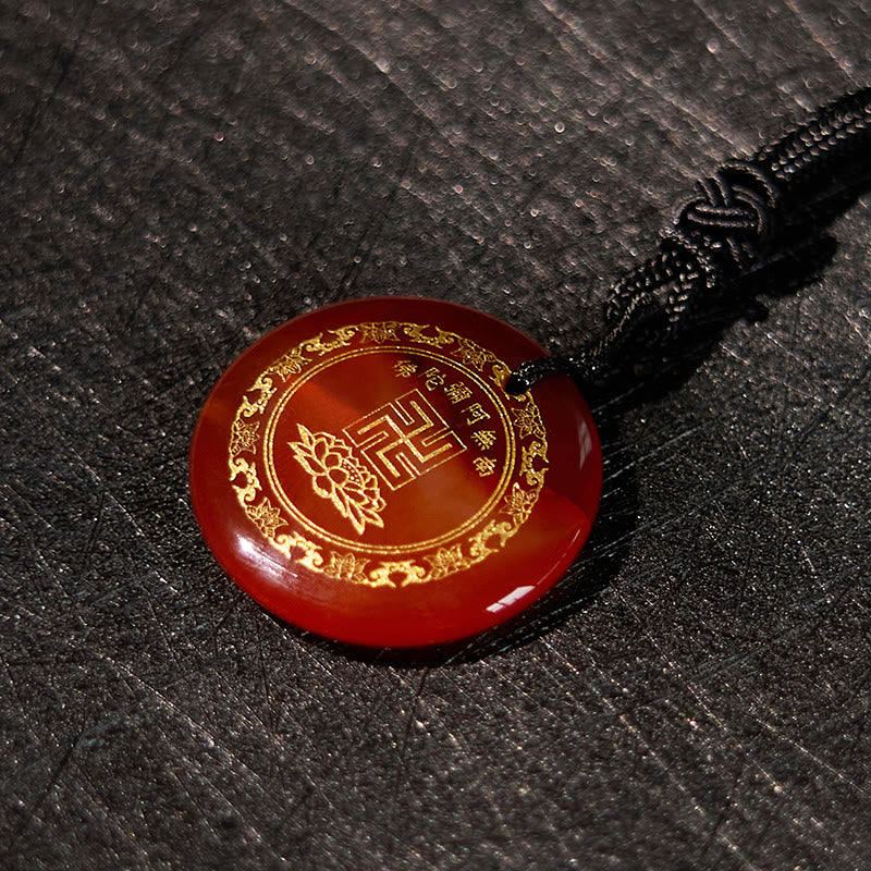 Swastika Lotus Pattern Black Obsidian Purification Necklace