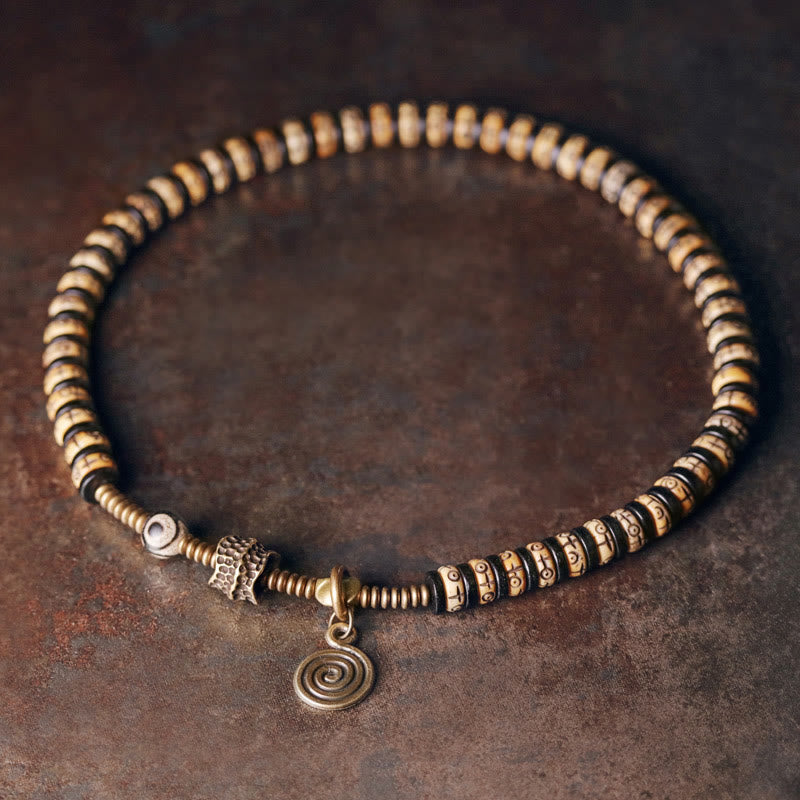 8mm Yak Bone Ebony Wood Strength Double Wrap Bracelet