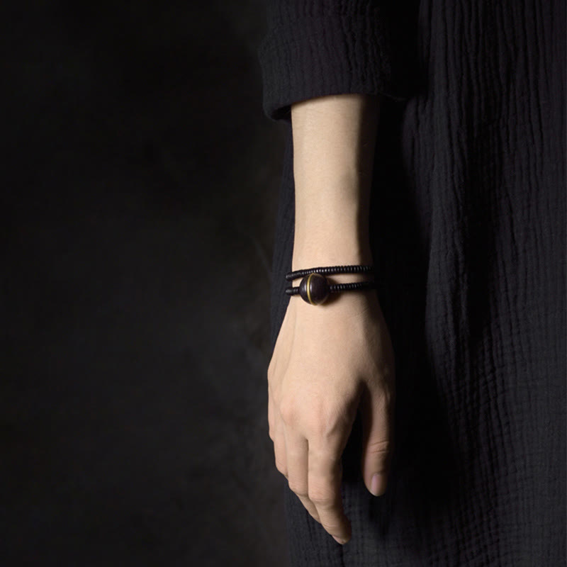 18mm Ebony Wood Brass Ball Bracelet for Balance and Calm