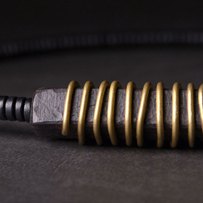 18mm Ebony Wood Brass Ball Bracelet for Balance and Calm