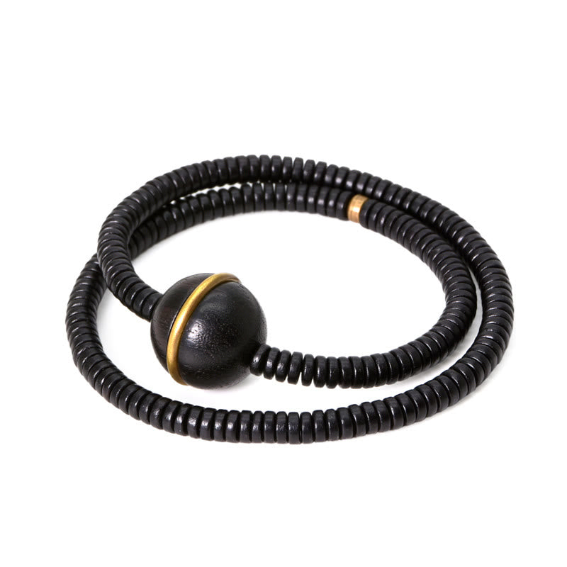 18mm Ebony Wood Brass Ball Bracelet for Balance and Calm