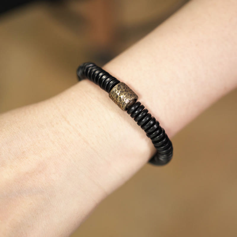 Ebony Wood Brass Calm Bracelet | Grounding Peace Jewelry