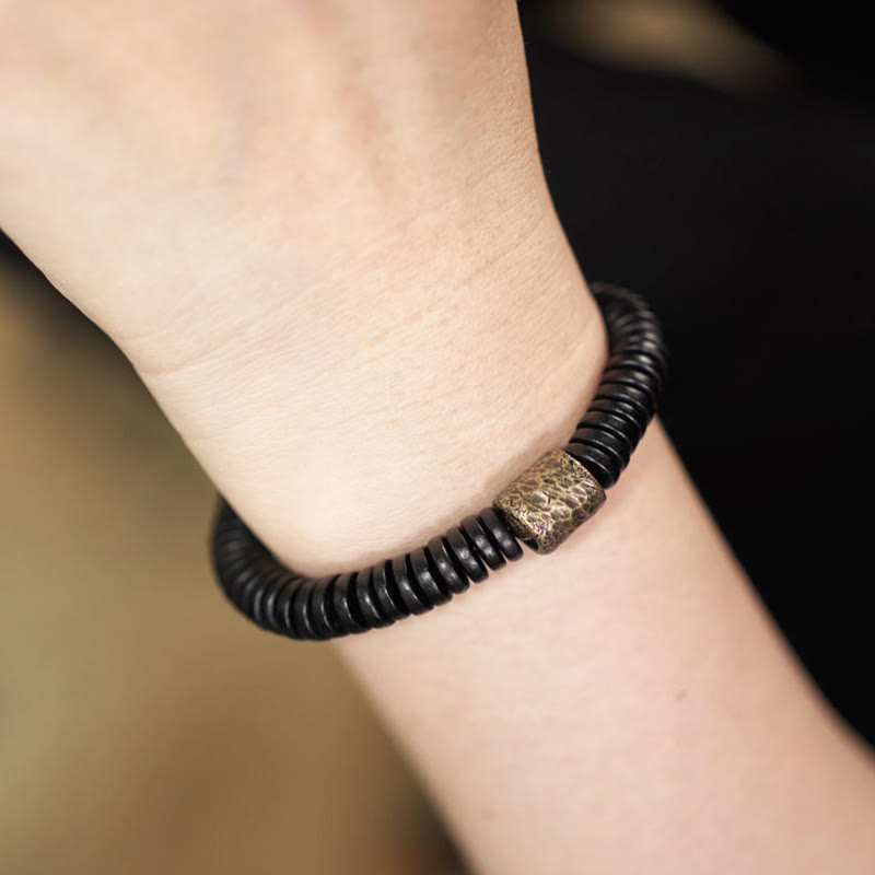 Ebony Wood Brass Calm Bracelet | Grounding Peace Jewelry