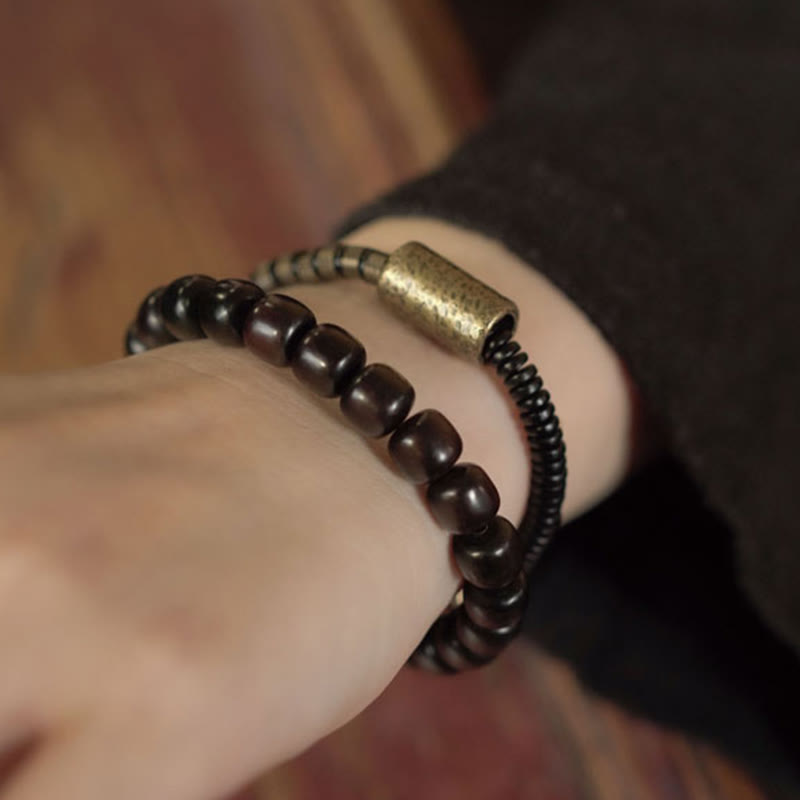 8mm Ebony Wood Copper Vintage Balance Bracelet