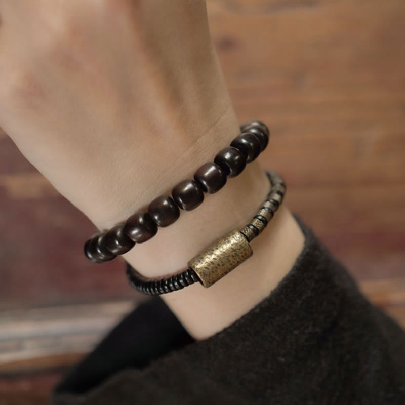 8mm Ebony Wood Copper Vintage Balance Bracelet