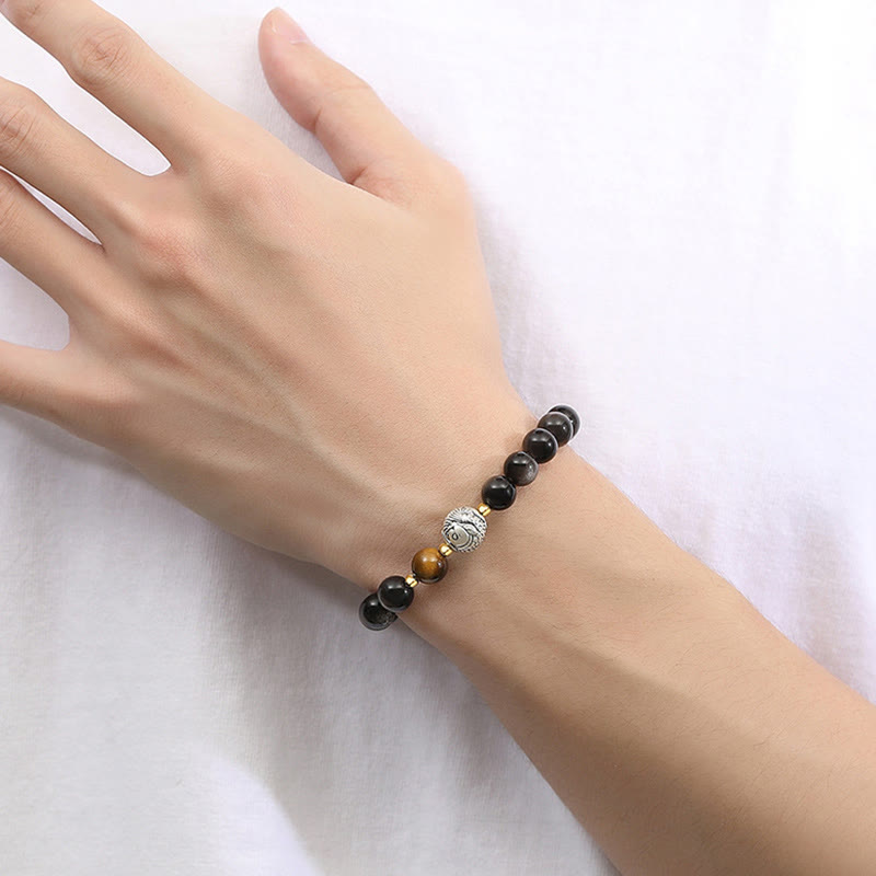 Black Obsidian & Tiger Eye Koi Fish Bracelet