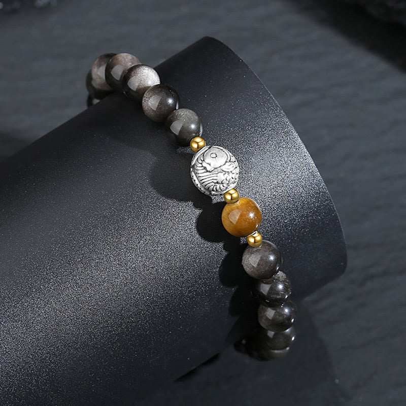 Black Obsidian & Tiger Eye Koi Fish Bracelet