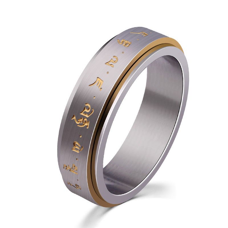 Unisex Titanium Steel Rotatable Ring US8 for Balance