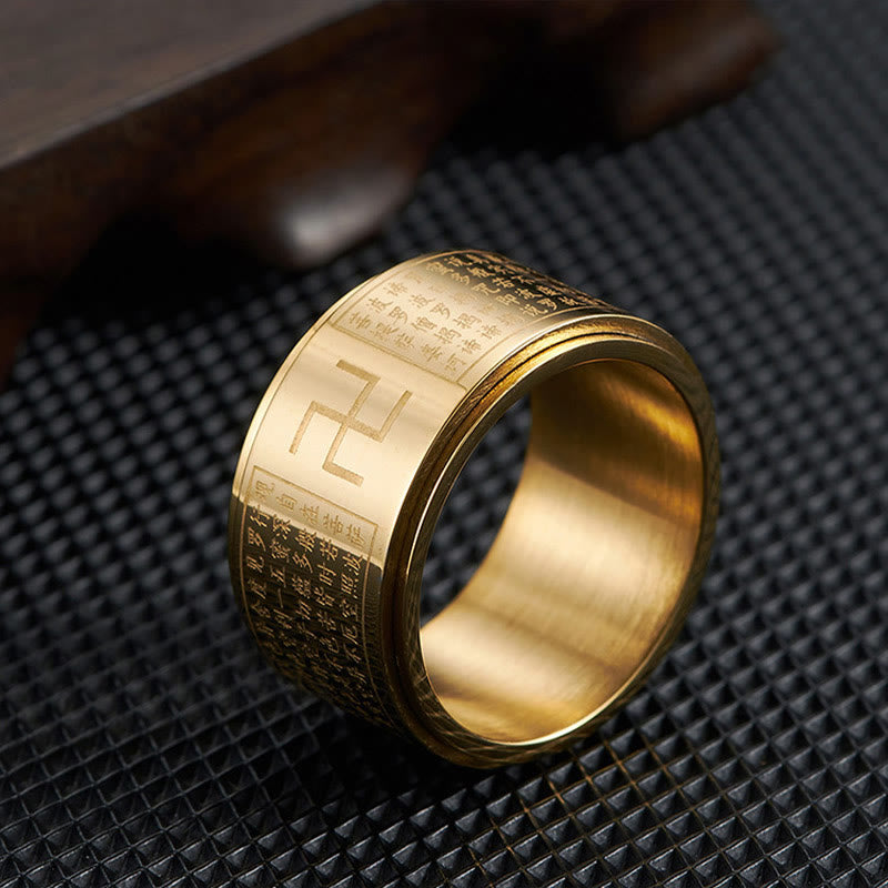 Heart Sutra Rotatable Titanium Steel Spiritual Ring
