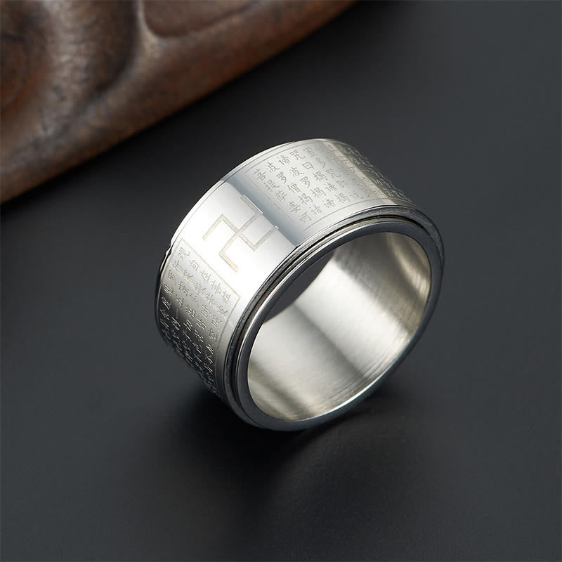 Heart Sutra Rotatable Titanium Steel Spiritual Ring