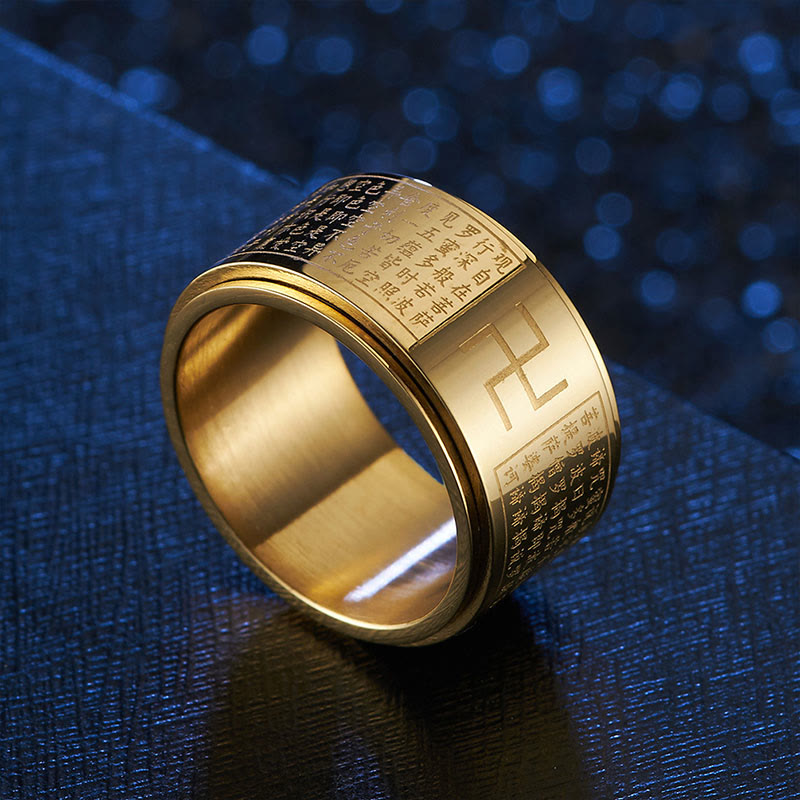 Heart Sutra Rotatable Titanium Steel Spiritual Ring