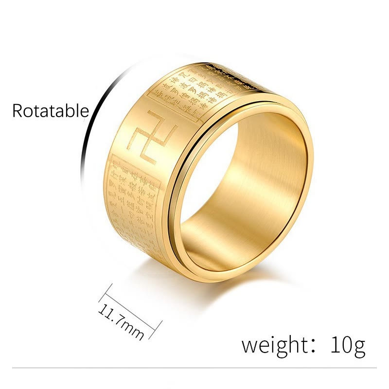 Heart Sutra Rotatable Titanium Steel Spiritual Ring