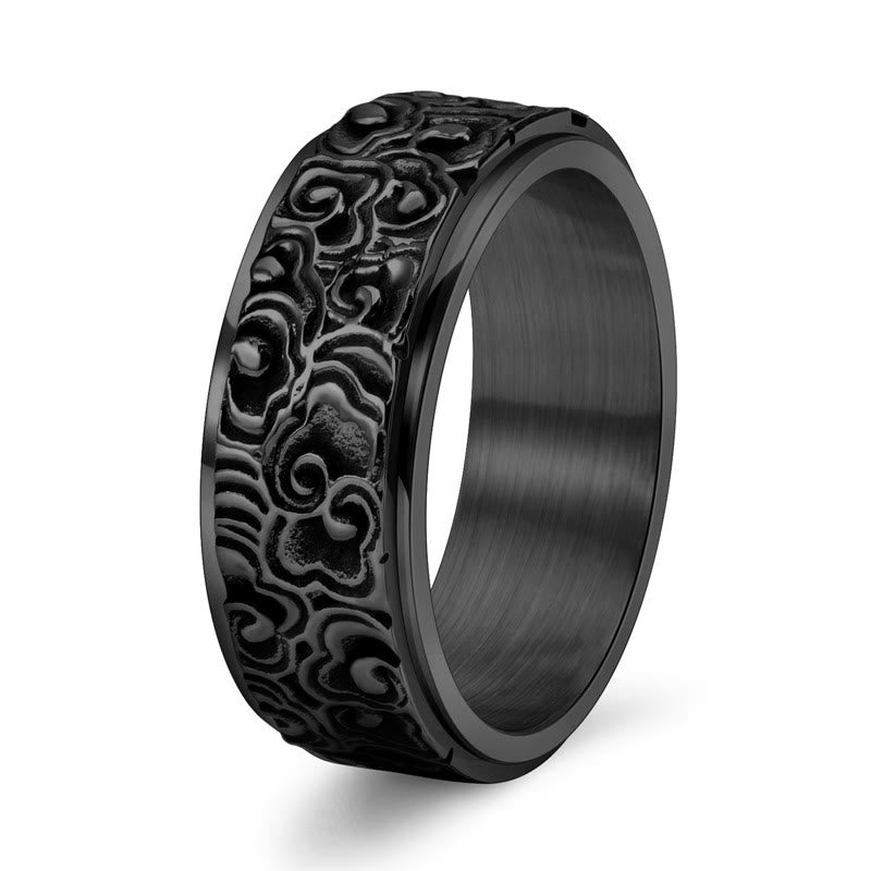 Auspicious Clouds Titanium Steel Balance Ring - Adjustable Sizing