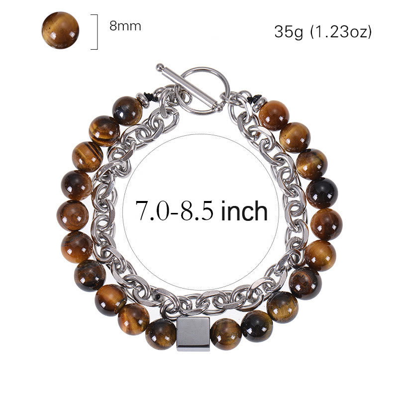 8mm Colorful Tiger Eye Double Wrap Protection Bracelet