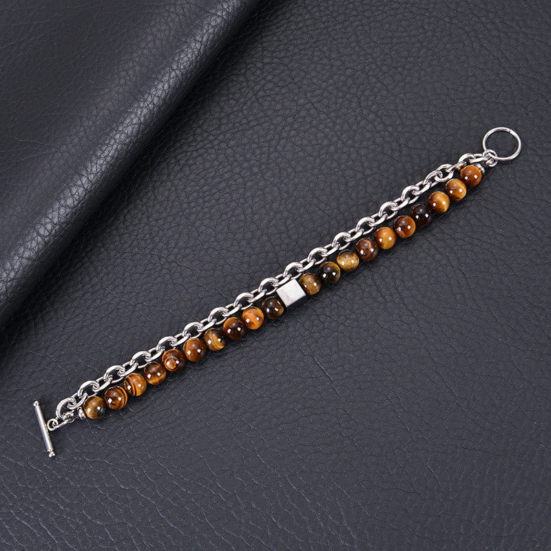 8mm Colorful Tiger Eye Double Wrap Protection Bracelet