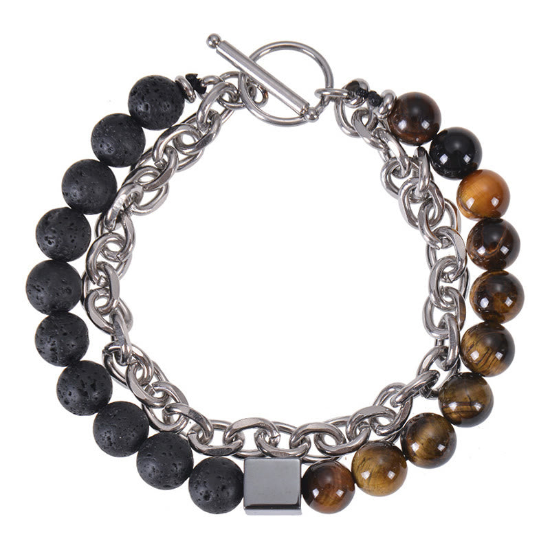 8mm Colorful Tiger Eye Double Wrap Protection Bracelet