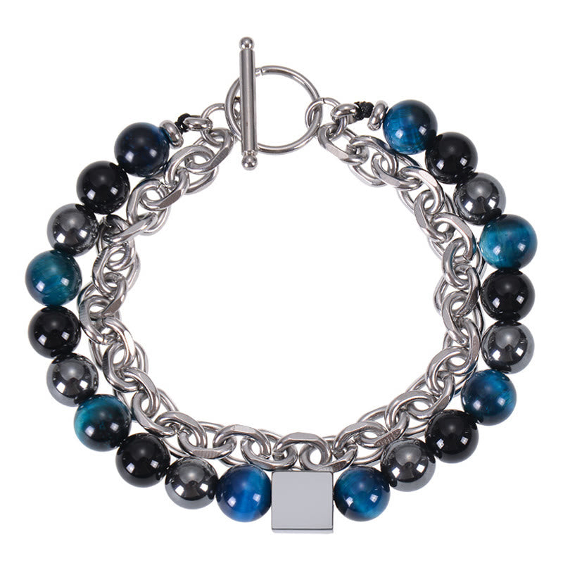 8mm Colorful Tiger Eye Double Wrap Protection Bracelet