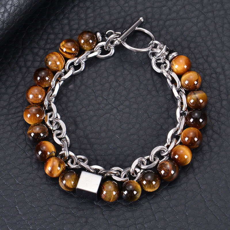 8mm Colorful Tiger Eye Double Wrap Protection Bracelet