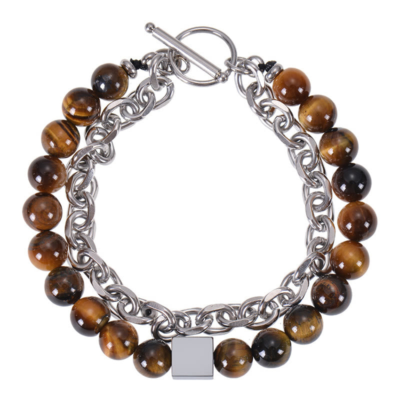 8mm Colorful Tiger Eye Double Wrap Protection Bracelet