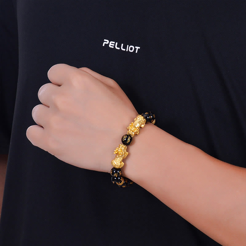 Obsidian & Onyx PiXiu Wealth Bracelet