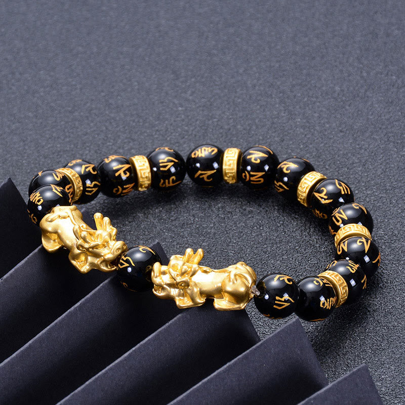 Obsidian & Onyx PiXiu Wealth Bracelet