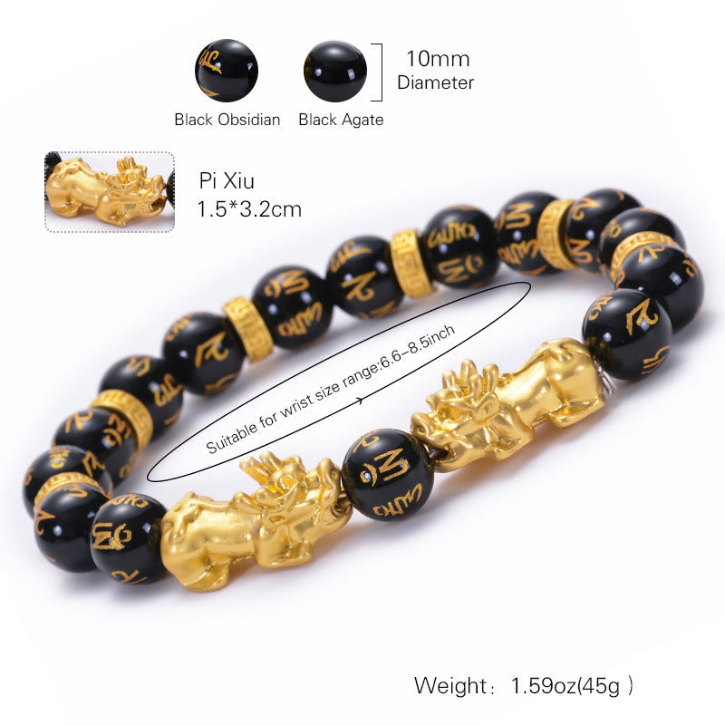 Obsidian & Onyx PiXiu Wealth Bracelet