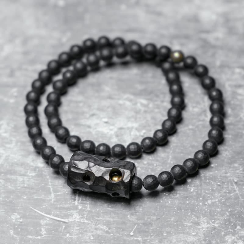 6mm Black Onyx Ebony Double Wrap Protection Bracelet