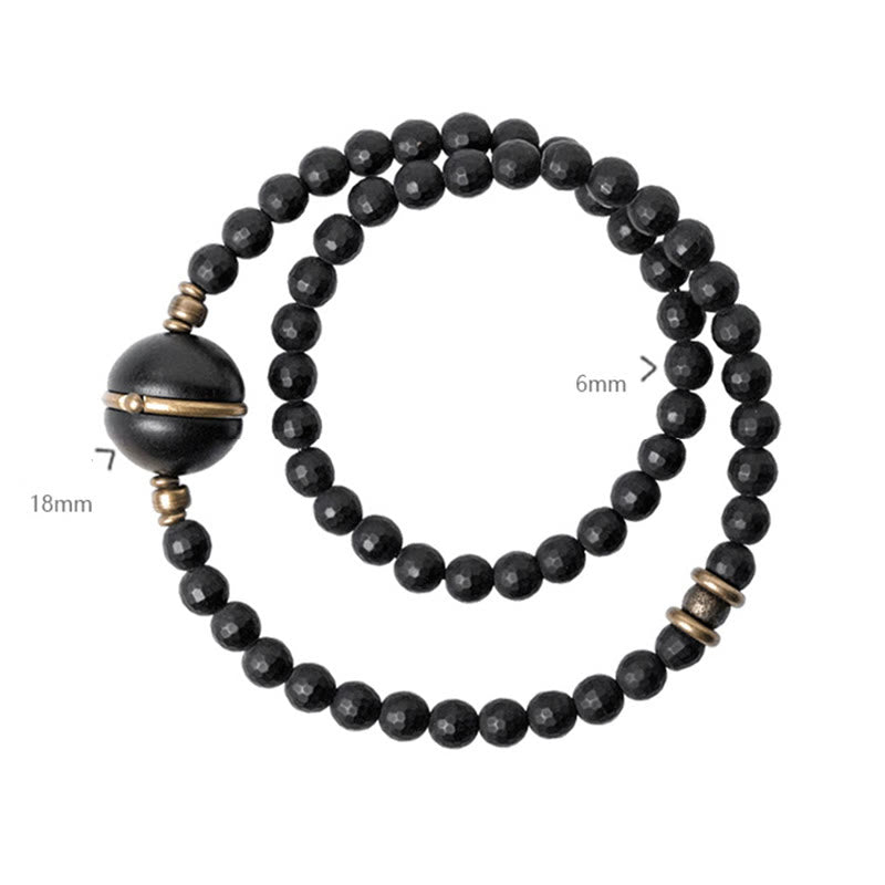 6mm Black Onyx Ebony Double Wrap Protection Bracelet